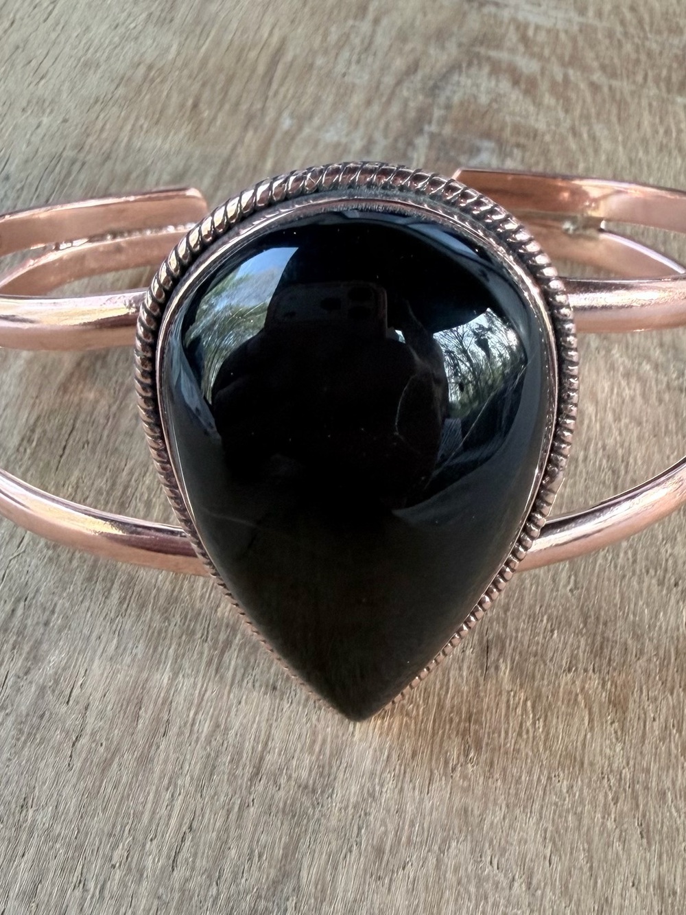 Black Teardrop Onyx Cuff Bracelet - Women Jewelry